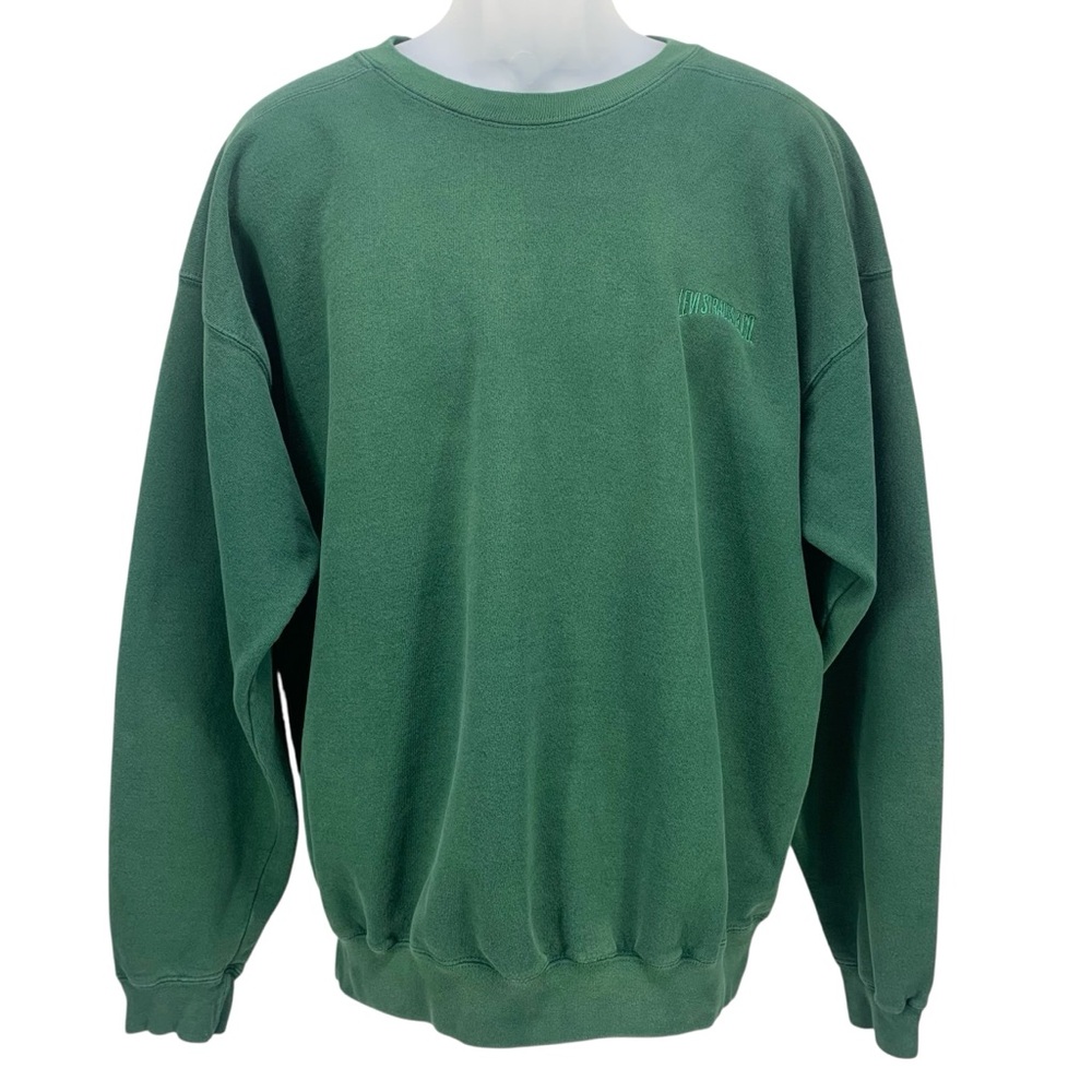 Levi Strauss & Co Crewneck Sweatshirt Mens L Green Embroidered Logo Vintage - Picture 1 of 10